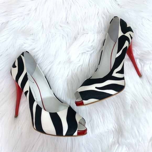 Giuseppe Zanotti Shoes - Giuseppe Zanotti Zebra Print Peep Toe Heels